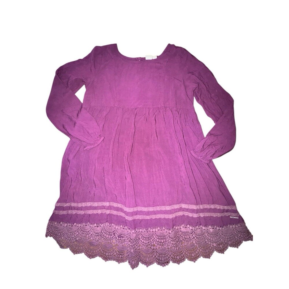 Roxy Cotton Purple Lace  BOHO Tunic Top Witchy Size Small Wicked Eyelet